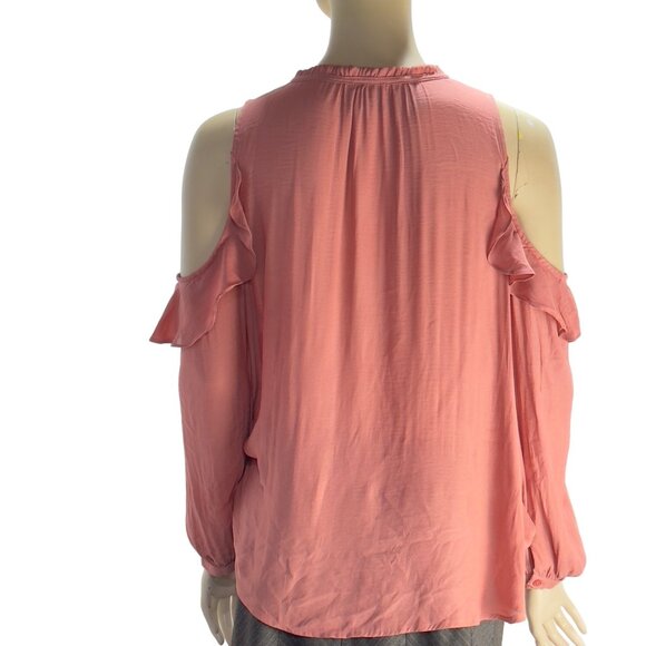 MAEVE Anthropologie Womens Top Mauve Ruffle Shoulder L Sleeve Surplice Size MP - Picture 2 of 12